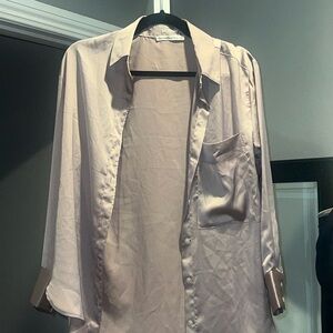 Abercrombie oversized silk shirt button up